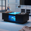 Modern LED Coffee Table with 2 Drawers Storage Black for Living Room