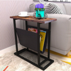 Slim Narrow Side Table with Fabric Storage Organizer - Small Sofa End Table, Bed