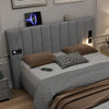 Upholstered Bed Frame Velvet 4ft6 Double Bed with Stereo, Charging & Lighting