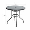 80cm Glass Table And Folding Chairs w/ Parasol Hole Garden Patio Furniture Sets