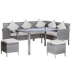 5Pcs Rattan Dining Corner Sofa Set, Garden Furniture Set, Beige