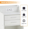 White LED Bedside Cabinet Table Side Table Display Drawers Shelf Storage Socket