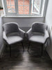 Grey Linen Dining Chairs 2PC/Set Kitchen Leisure Seat w/ Metal Legs Accent Chair