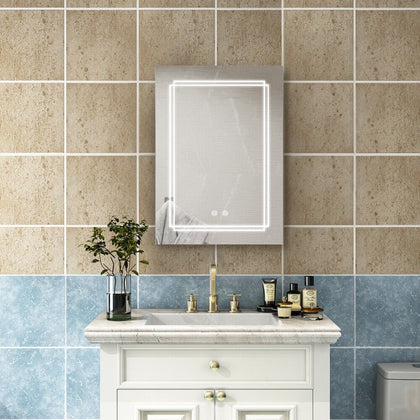 Anti-Fog Bathroom LED Mirror Storage Cabinet 3-Colours Dimmable with 240V Socket