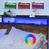 200*140CM Bed Frame Metal Bed Platform LED Lights Headboard & 4 Storage Zbuyedny