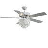 52'' Crystal Ceiling Fan Light 5 Blades 3 Speed Chandelier Lamp w/Remote Control
