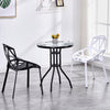 Garden Patio Dining Table Metal Tempered Glass Outdoor Bistro Coffee Table 105CM