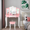 Kids Vanity Table & Chair Set Children Makeup Dressing Table with Mirror