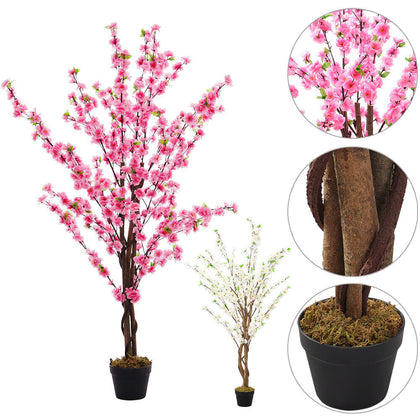 Artificial Blossom Flowers Tree Potted Plant Realistic Cherry Blossoming Decors