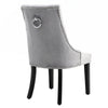 2X Dining Chairs Grey Velvet Buttoned Knocker Back Wood Leg Living Room Kitchen