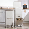 Kitchen Bathroom 38L/42L Plastic Trash Bin 3 Compartment Recycling Waste Bin DIY