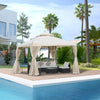 3 x 3(m) Garden Gazebo Double Top Gazebo Canopy w/ Mesh Cream White