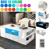 High Gloss Coffee Table With Storage 2 Drawer Wooden Living Room RGB LED Lights