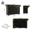 Kitchen Island Rolling Trolley Storage Cabinet with 2 Drawers & Wood Top Black