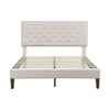 4ft6 Double Bed Frame Upholstered Platform Bed with Adjustable Headboard Beige