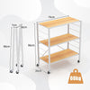 3-Tier Foldable Shelving Unit Storage Rack Metal Shelves with Detachable Wheels