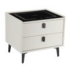 Bedside Table LED Light Wireless Charging Bedroom Furniture 2 Drawers White Kxso