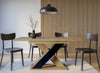 Dining Kitchen Table Small Extendable 120-160cm Oak & Black X Leg 6 8 Seater XIA