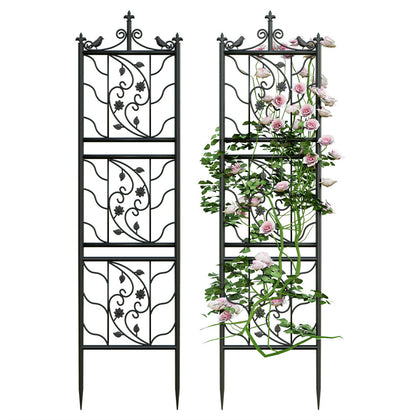 2 Wrought Iron Garden Trellis Fence Plant Climbing Wire Aid Lattice Outdoor Yard