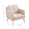 Beige Armchair with Rubber Wood Legs Upholstered Accent Chair Single Sofa Lounge