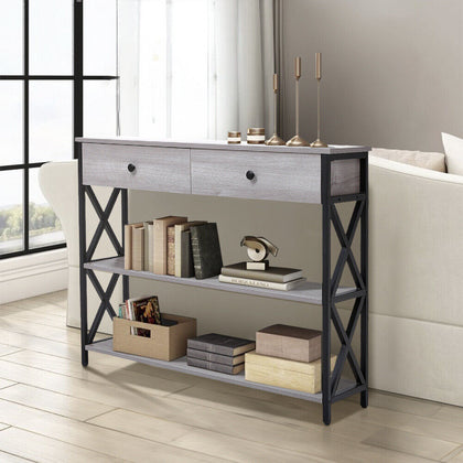 3 Tiers Industrial Console Table Narrow Sofa Side Table Entryway Display Shlves
