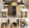 Dining Table Set Folding Retractable Space Saving Chairs Kitchen White Oak Black