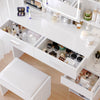 Dressing Table Vanity Table with LED Light 4 Drawers and Open Shelves