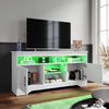 High Gloss 2 Door TV Unit Cabinet 135cm White TV Stand Sideboard Entertainment