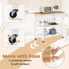 Kitchen Island Dining Room Serving Trolley with 2 Open Shelves-White
