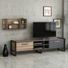 Large TV Cabinet & Floating Wall Shelf Finished in Anthracite Grey & Oak