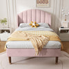 UPHOLSTERED PLATFORM BED 3FT SINGLE BED FRAME WITH HEADBOARD AND WING SIDE PINK