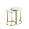 Set of 2 Round Nesting End Table Stacking Coffee Table Slate Top for Side Corner