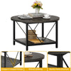 Round Coffee Table with Storage Shelf Wood for Living Room Sofa Side End Tables