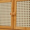 Bamboo Wood Storage Cupboard Cabinet Side Table with Rattan Doors Drawer Shelf