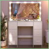 YAMISSI Vanity Dressing Makeup Table Set With LED Light Mirror Storage 7 Drawers
