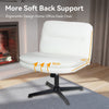 Cross Legged Desk Chair Computer PU Leather Vanity Chairs Armless Home Office