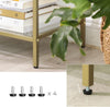 Modern Style Console Table with 3 Tier Shelf and Tempered Glass, Gold
