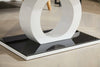 GIOVANI Black Tempered Glass and White Gloss Rectangle Living Room Coffee Table