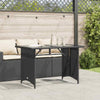Garden Table with Glass Black 110x68x70 Poly Rattan L9H6