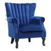 Upholstered Retro Velvet Wing Back Chair Chesterfield Queen Anne Sofa Rivets Arm