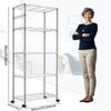 5 Tier Metal STORAGE Rack/Shelving Wire Silver Shelf Kitchen Office Garage 180cm