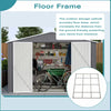 10X12FT Metal Garden Shed Apex Roof With Free Foundation Base Storage House Grey