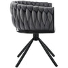 Rotatable Velvet Dining Chair with Metal Legs Kitchen Chair Swivel Modern Grey