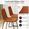 Faux Leather Upholstered Kitchen Side Chair with Metal Legs-Brown