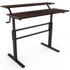 Height Adjustable Standing Desk 2-Tier Computer Table W/ Foldable Handle Brown