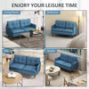 Modern Upholstered Two Seater Sofa for Bedroom Living Room Dark Blue