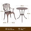 Bronze Bistro Set Outdoor Patio Garden Furniture Table & 2 Chairs Metal