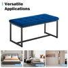 Blue Velvet Padded Bed Bench Dining Bench Ottoman Stool Living room Modern