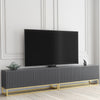 TV Unit 200cm Modular Cabinet | Fluted Doors | Grey Matt | Gold Metal Base