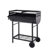 57cm Charcoal Grill BBQ with Thermometer, Stand Wheels& Cooker with Porcelain